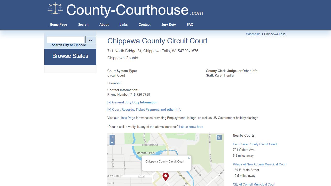 Chippewa County Circuit Court in Chippewa Falls, WI - Court Information